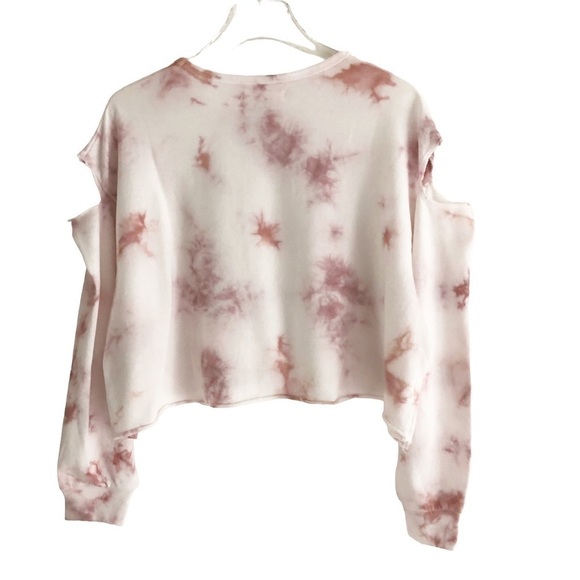 Mustard Seed Tie Dye Cream Pink Cold Shoulder Sweatshirt Size Small NWT - Picture 8 of 9
